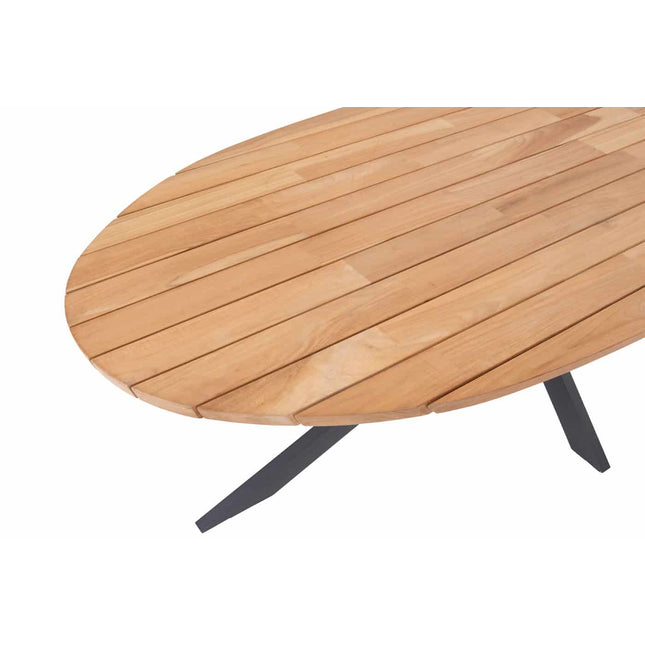 Taste 4SO Parma stapelbare dining + Prado teak tafel ovaal 240 cm