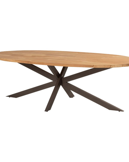 4 Seasons Outdoor Bernini Essstuhl + Geschmack 4SO Prado Teak Tisch Oval 240 cm Terre Onderstel