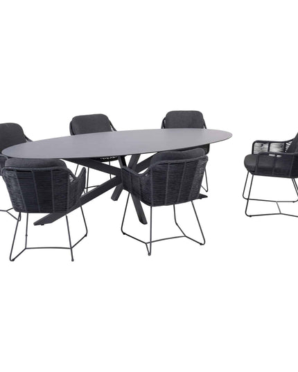 Taste 4SO Belmond Dining Anthrazit + 4 Seasons Outdoor Privada Tisch HPL 240 cm Ovaal