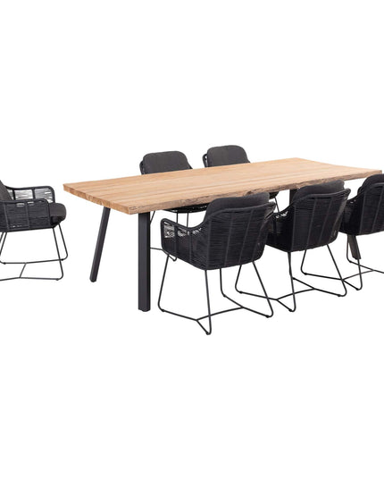 Taste 4SO Belmond Essstuhl Anthrazit + Erster Fluss Waldtisch Teak/Alu 240 cm
