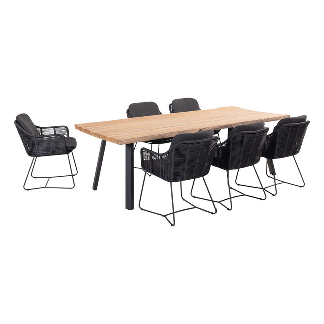 Taste 4SO Belmond Essstuhl Anthrazit + Erster Fluss Waldtisch Teak/Alu 240 cm