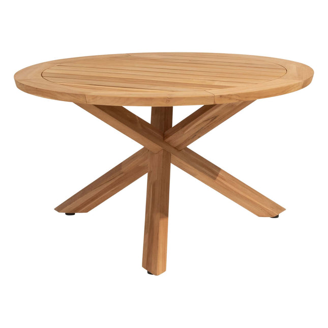4 Seasons Outdoor Fabrice Essstuhl Latte + Geschmack 4SO Prado Teaktisch 130 Ø CM Teak -Teakbasis
