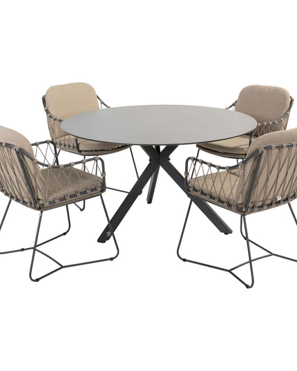 Taste 4SO Prego Dining + 4 Seasons Outdoor Locarno Tisch HPL Slate Anthracit 130 Ø CM