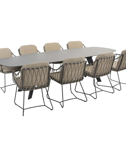 Taste 4SO Prego Dining + 4 Seasons Outdoor Montana Tisch HPL Slate Anthrazit 280 cm