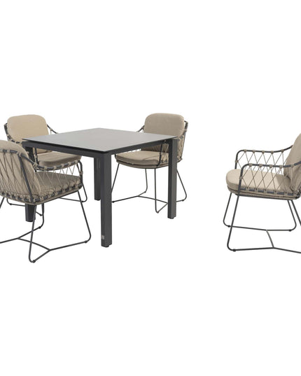 Taste 4SO Prego Dining + 4 Seasons Outdoor GOA Tisch HPL 95 cm Schieferanthrazit