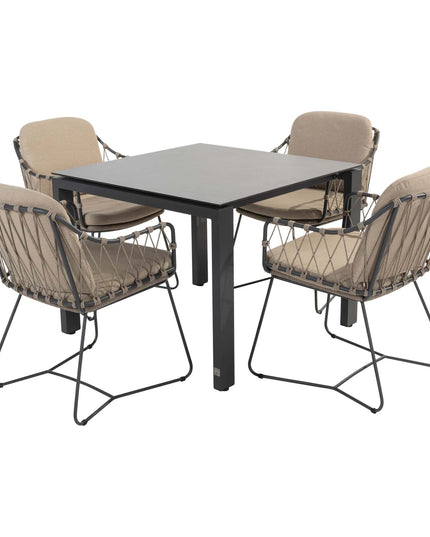 Taste 4SO Prego Dining + 4 Seasons Outdoor GOA Tisch HPL 95 cm Schieferanthrazit