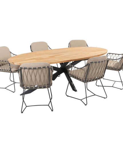 Taste 4SO Prego dining + Prado teak tafel ovaal 240 cm