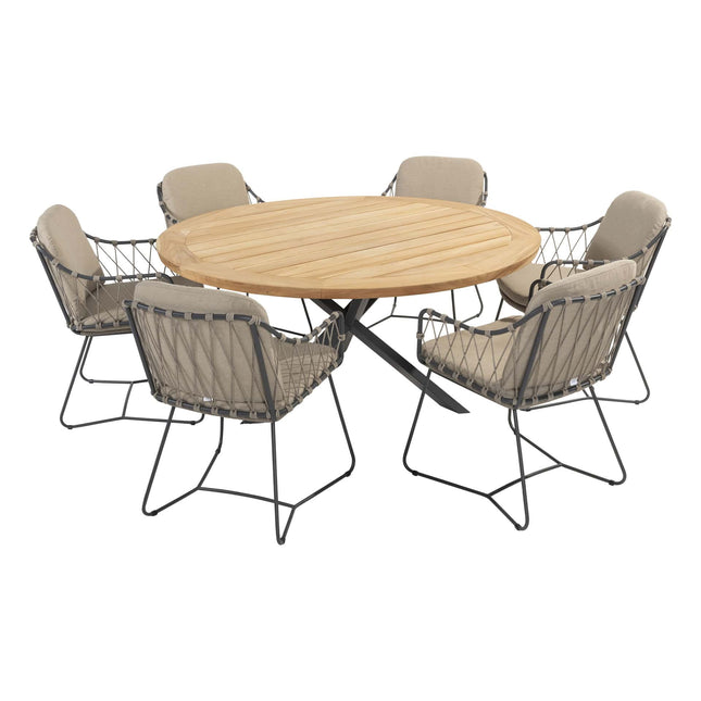 Taste 4SO Prego dining + Prado teak tafel 160 Ø cm