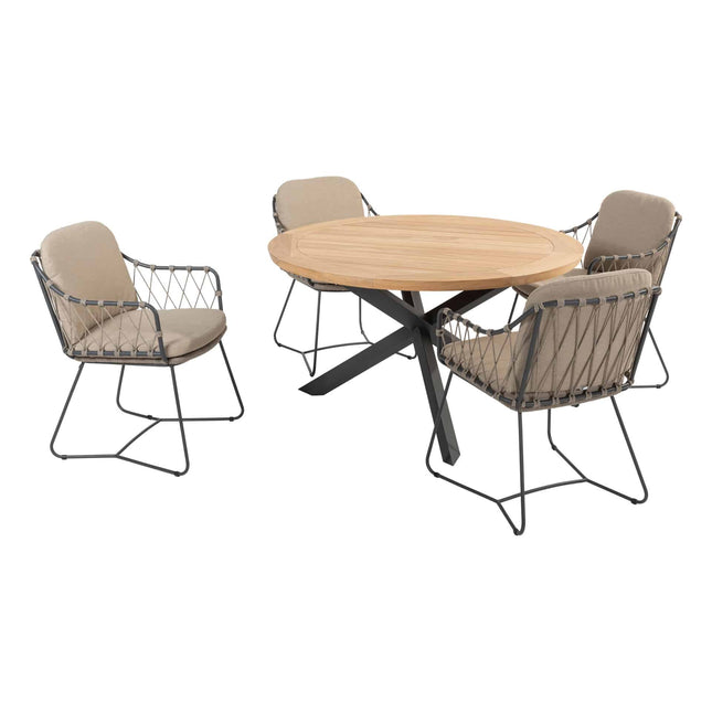 Taste 4SO Prego dining + Prado teak tafel 130 Ø cm