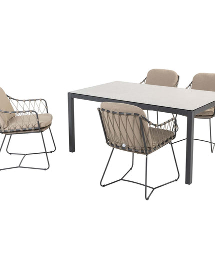 Taste 4SO Prego dining + Salerno eettafel antraciet met geprint keramiek tafelblad 160 cm