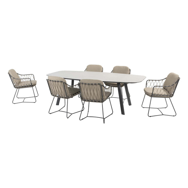 Taste 4SO Prego dining + Manolo tafel antraciet met geprint keramiek tafelblad 240 cm