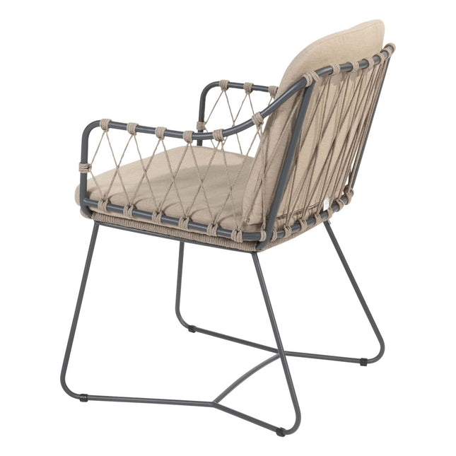 Taste 4SO Prego dining + 4 Seasons Outdoor Goa tafel HPL 95 cm slate antraciet