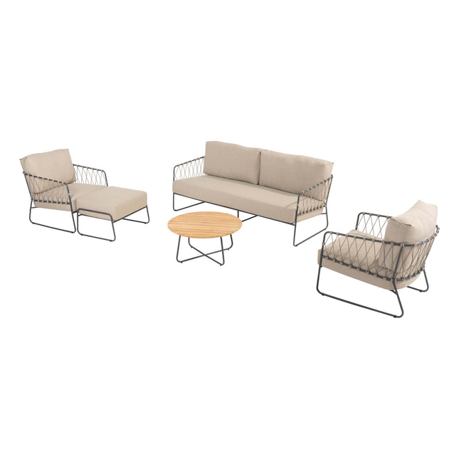 4 Seasons Outdoor -Geschmack 4SO Prego Lounge Set + Verdi Kaffeetisch 73 Ø CM