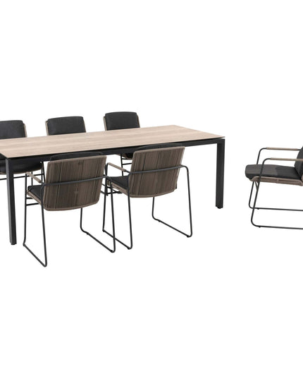 Taste 4SO Parma Stapelbares Essen + 4 Seasons Outdoor Goa Tisch HPL Holz 220 cm