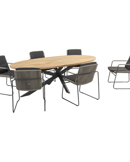 Taste 4SO Parma Stackbares Essen + Prado Teaktisch Oval 240 cm