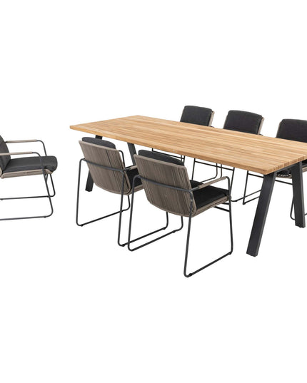 Taste 4SO Parma stapelbare dining + Ambassador teak tafel 240 cm