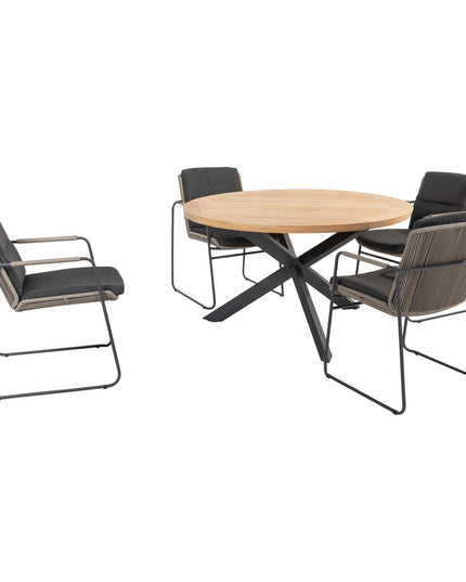 Taste 4SO Parma Stackbares Essen + Prado Teaktabelle 130 Ø cm