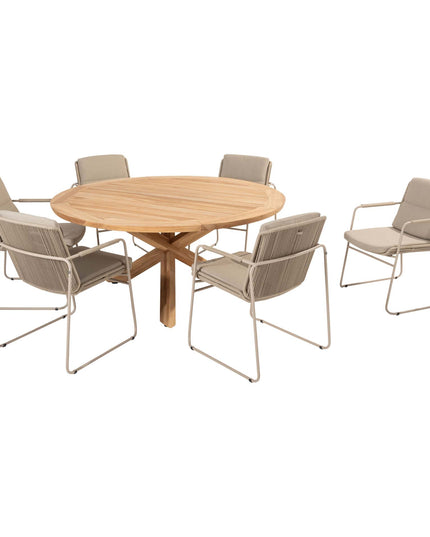 Taste 4SO Parma Stapelbares Esslatte + Prado Teaktabelle 160 Ø cm