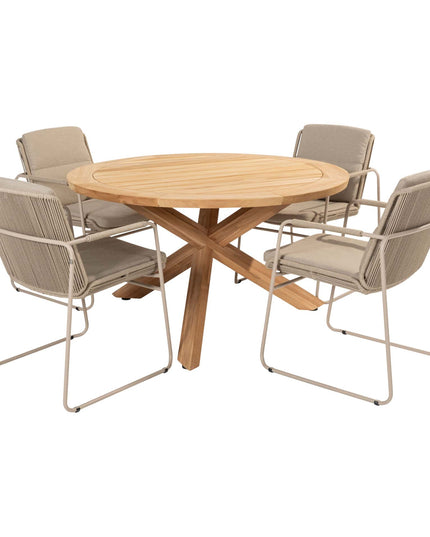 Taste 4SO Parma Stapelbares Esslatte + Prado Teaktabelle 130 Ø cm