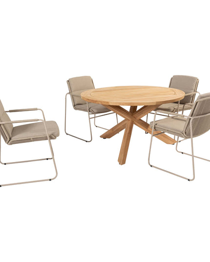 Taste 4SO Parma Stapelbares Esslatte + Prado Teaktabelle 130 Ø cm