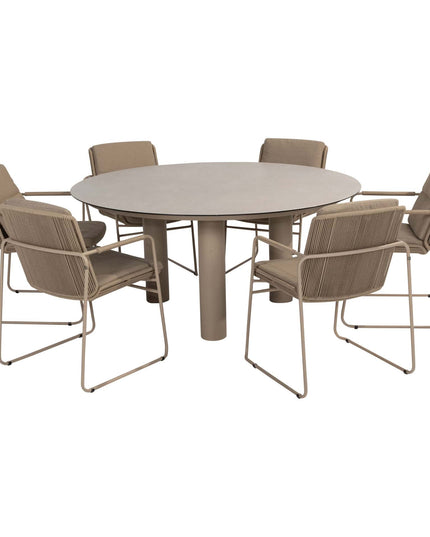 Taste 4SO Parma stapelbare dining latte + Donato tafel 160 Ø cm latte