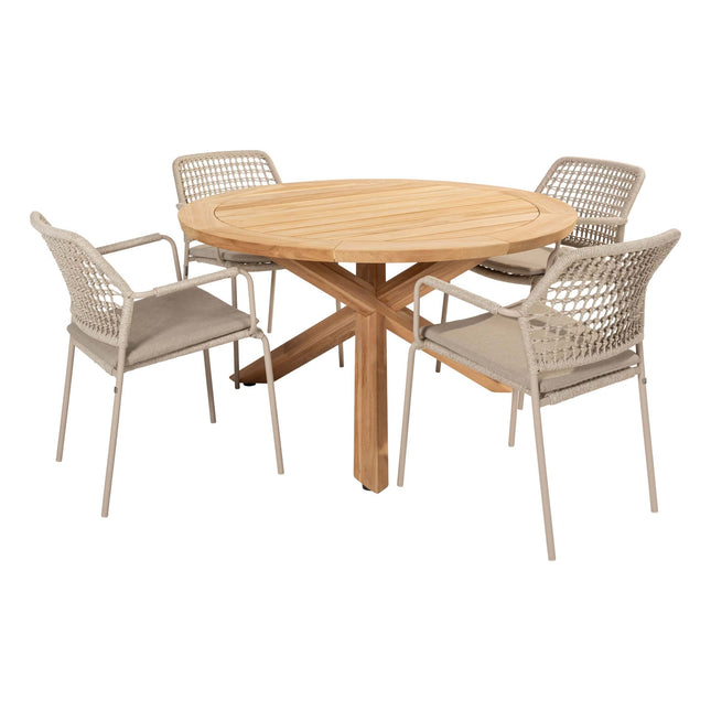 Taste 4SO Barista Dining Latte + Prado Teak Tabelle 130 Ø CM