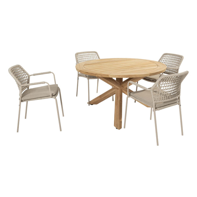 Taste 4SO Barista Dining Latte + Prado Teak Tabelle 130 Ø CM