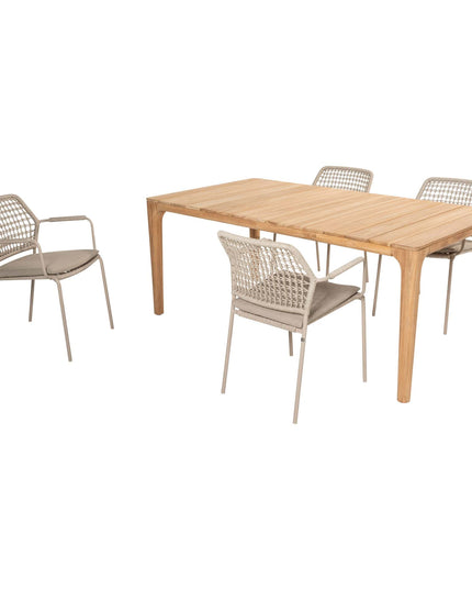 Taste 4SO Barista dining latte + Liam teak tafel 180 cm