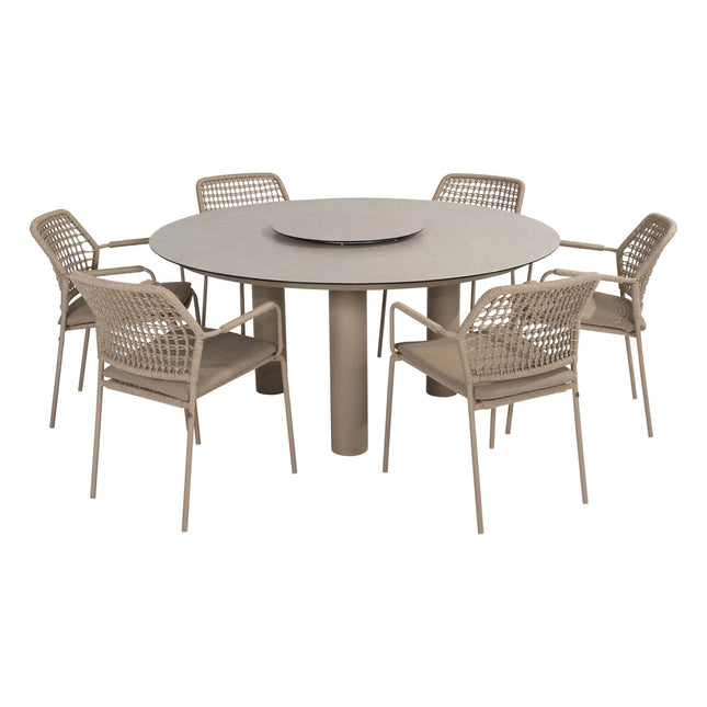 Taste 4SO Barista Essstuhl Latte + Donato Tisch Keramik Latte 160 Ø CM + Lazy Susan