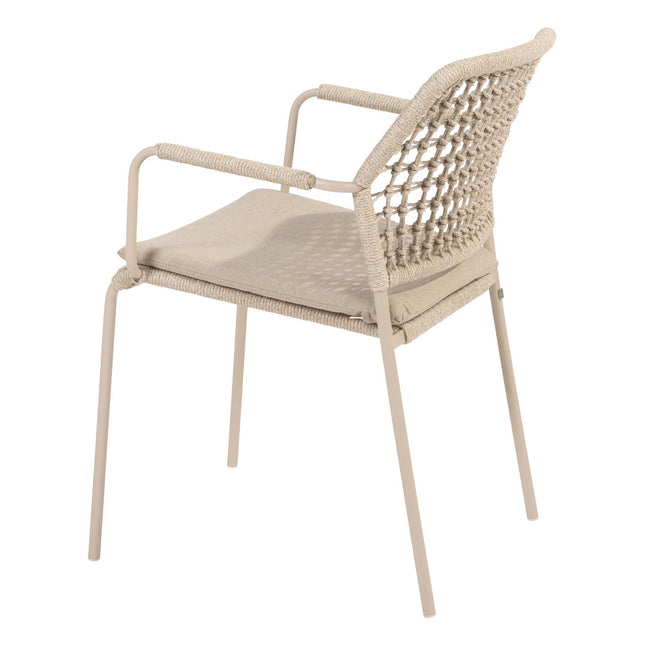 Taste 4SO Barista dining latte + Prado teak tafel 160 Ø cm