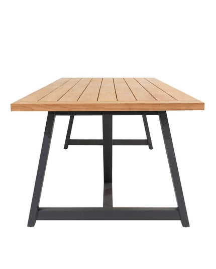 4 Seasons Outdoor Aprilla Dining rein + Geschmack 4SO Noah Teaktisch Anthrazit Basis 260 cm