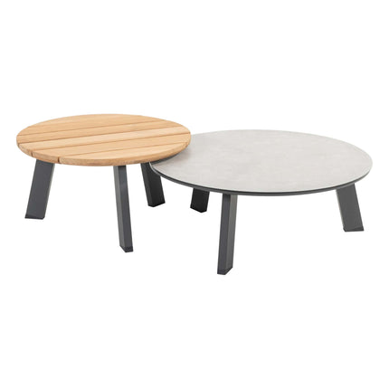 Taste 4SO Emma Set von 2 Kaffeetischen Anthrazit, 65 und 80 cm. Ø Keramik / Teakchen