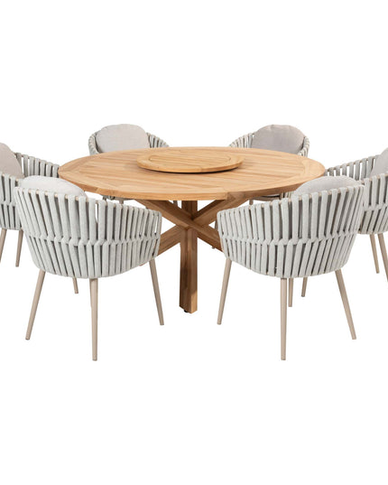 Taste 4SO Eva dining + Prado teak tafel 160 Ø cm + lazy susan