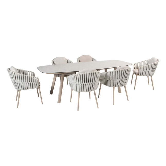 Taste 4SO Eva dining + Manolo tafel latte met geprint keramiek tafelblad 240 cm