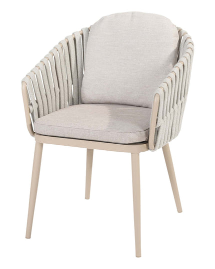Taste 4SO Eva dining + Donato tafel met geprint keramiek tafelblad 160 Ø cm latte