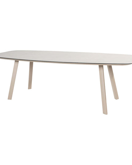 4 Seasons Outdoor Fabrice dining stoel latte + Taste 4SO Manolo tafel latte met geprint keramiek tafelblad 240 cm