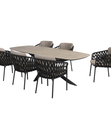 4 Seasons Outdoor Albareto Essstuhl + Geschmack 4SO Prado Tisch mit Keramik -Tisch -Top -Lauf Anthrazit 240 cm