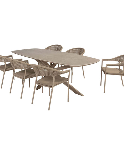 Taste 4SO Sienna Dining + Prado Tisch mit Keramik -Tisch -Top -Fass -Latte 240 cm