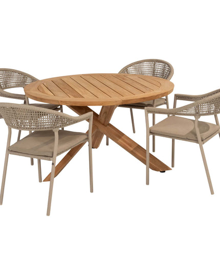 Taste 4SO Sienna Dining + Prado Teak Tabelle 130 Ø CM Teak -Basis