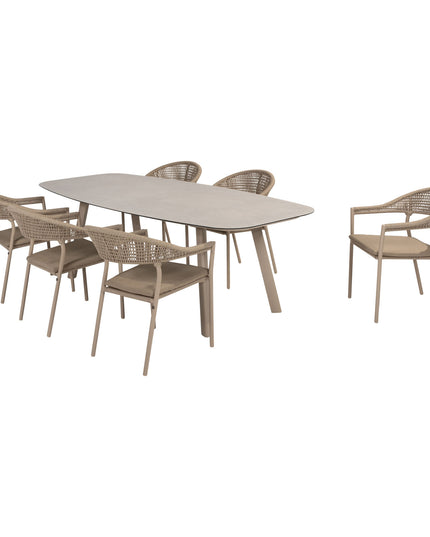 Taste 4SO Sienna dining + Manolo tafel latte met geprint keramiek tafelblad 240 cm