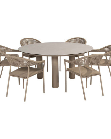 Taste 4SO Sienna dining + Donato tafel met geprint keramiek tafelblad 160 Ø cm latte