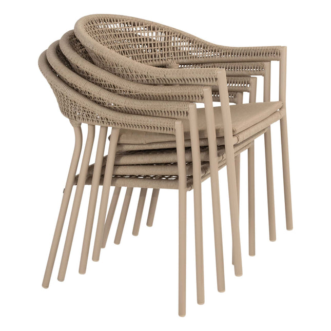 Taste 4SO Sienna dining + Prado tafel met keramisch tafelblad barrel latte 240 cm