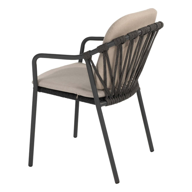 Taste 4SO Manitoba stapelbare dining stoel antraciet + 4 Seasons Outdoor Locarno tafel HPL slate antraciet 160 Ø cm