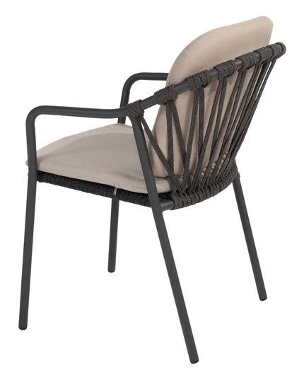 Taste 4SO Manitoba Stapelbare Essstuhl Anthrazit + Prado Tisch mit Keramik -Tisch -Top -Lauf Anthrazit 240 cm