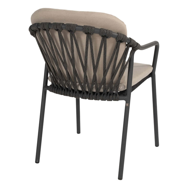 Taste 4SO Manitoba stapelbare dining stoel antraciet + Manolo tafel antraciet met geprint keramiek blad 240 cm