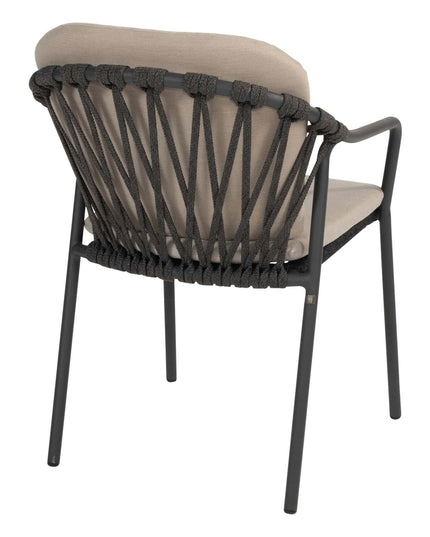 Taste 4SO Manitoba Stapelbare Essstuhl Anthrazit + Prado Tisch mit Keramik -Tisch -Top -Lauf Anthrazit 240 cm