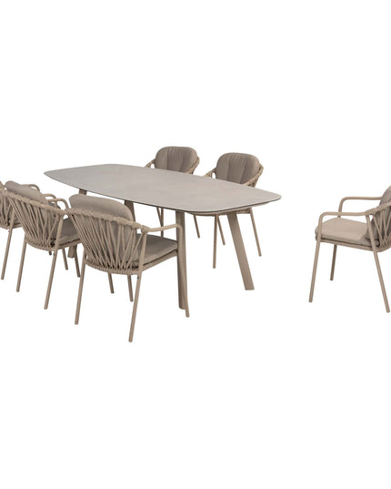 Taste 4SO Manitoba Stapelbare Essstuhl Latte + Manolo Tisch Latte mit bedrucktem Keramiktisch Top 240 cm