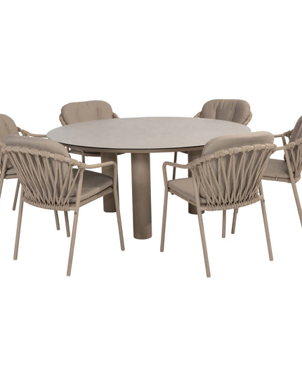 Taste 4SO Manitoba Stapelbares Essstuhl Latte + Donato Tabelle 160 Ø cm mit bedrucktem Keramikblatt
