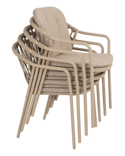 Taste 4SO Manitoba Stapelbares Essstuhl Latte + Donato Tabelle 160 Ø cm mit bedrucktem Keramikblatt