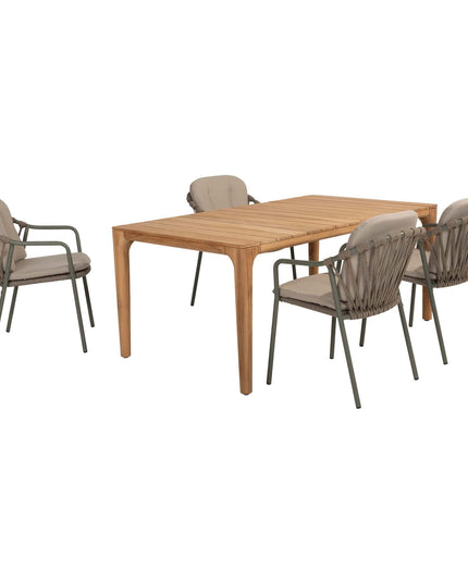 Taste 4SO Manitoba Stapelbare Essstuhl Olive + Liam Esstisch Teak 180 cm